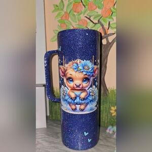 Blue Glitter Cow Tumbler
